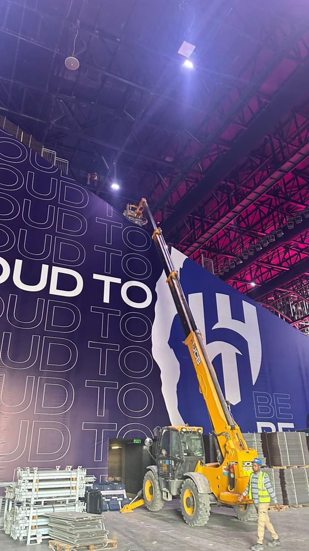 New Al-Hilal Club Stadium crane rental, heavy equipment rental, crane, man lift, scissor lift, boom truck, telehandler, lifting services, construction equipment hire, crane company in Saudi Arabia